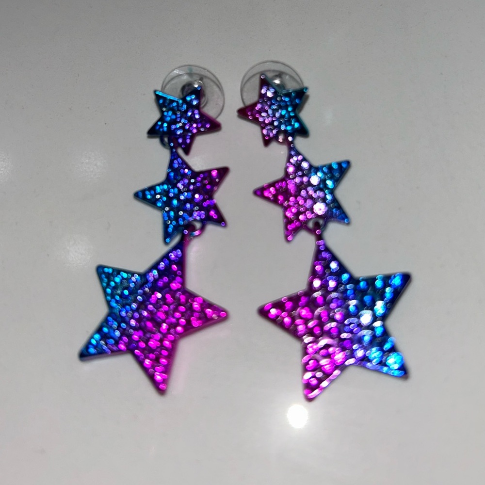Betsey Johnson Blue and Pink Star Earrings